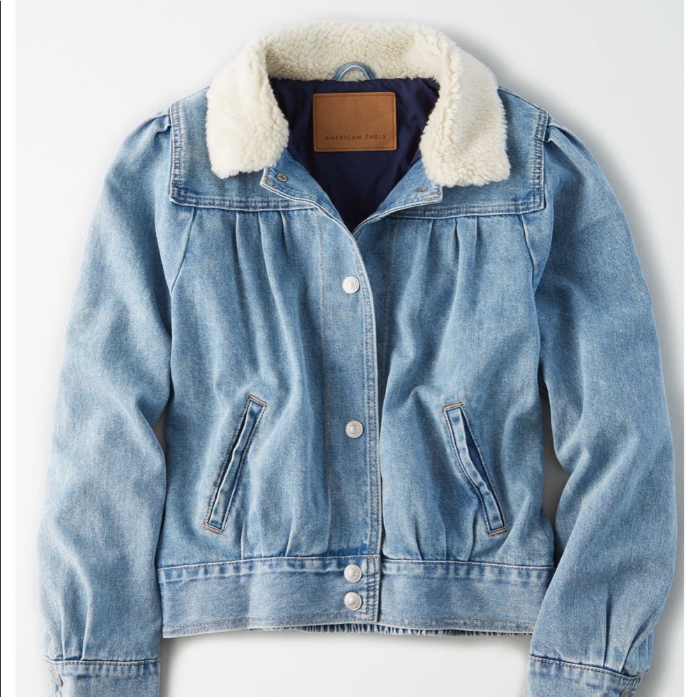 🚫SOLD🚫 American Eagle Denim Sherpa Jacket